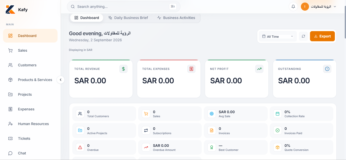Reports & analytics view in Kafy